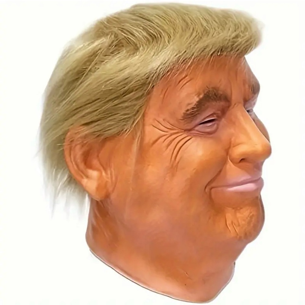 TRUMP RUBBER MASK W BLONDE HAIR ADULTS/KIDS HALLOWEEN NWT